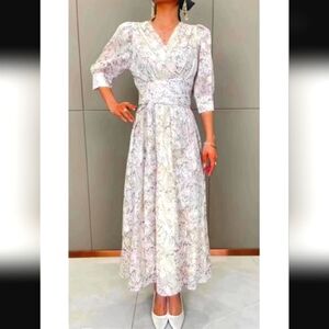 Gorgeous Floral one piece wrap chiffon maxi dress